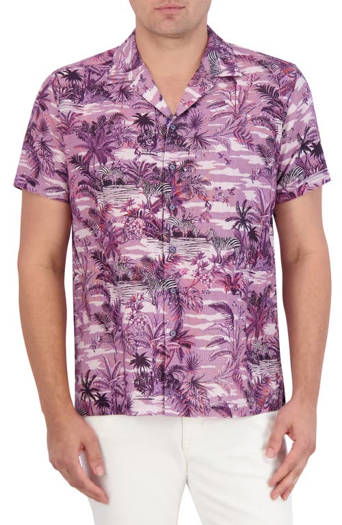 Robert Graham Makara Floral Linen & Cotton Camp Shirt Lilac at Nordstrom,