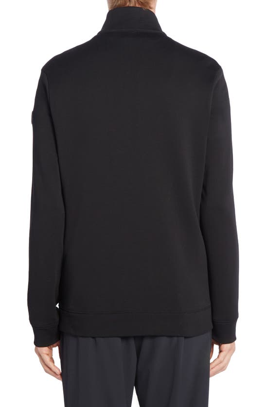 Moncler Cotton Fleece Half Zip Sweatshirt In Black