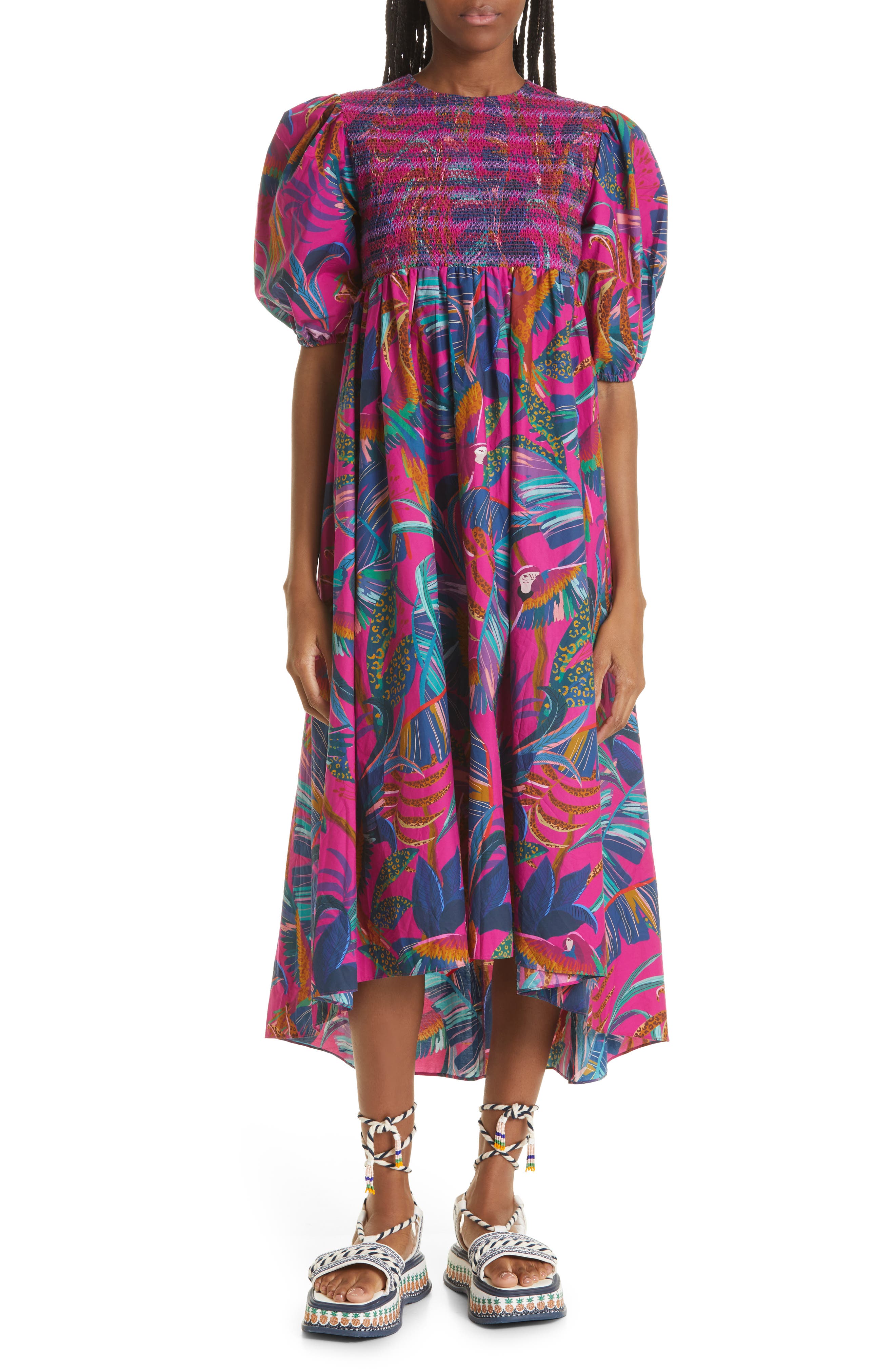 FARM Rio Rainbow Macaws High/Low Dress 