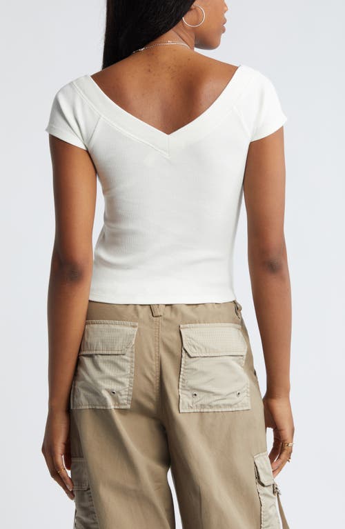 Shop Bp. V-neck Crop Rib T-shirt In Ivory