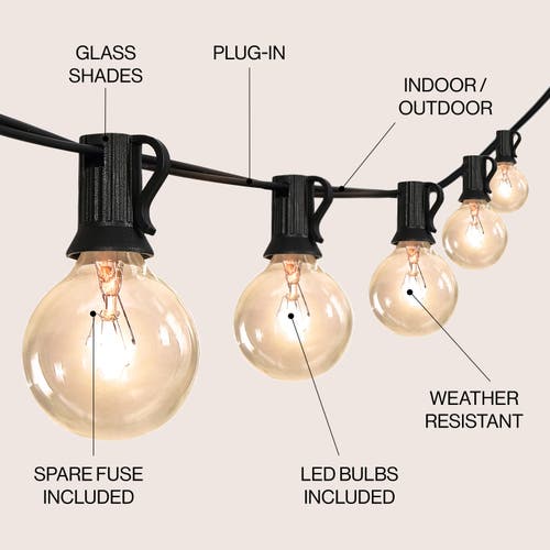 Jonathan Y 25-light Indoor/outdoor Contemporary Rustic Incandescent G40 Bistro Globe Bulb String Lig In Black