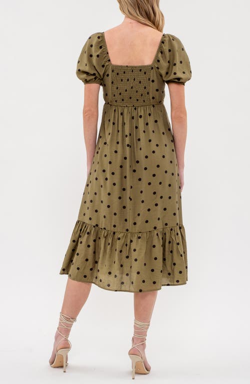 Shop August Sky Square Neck Dress In Olive