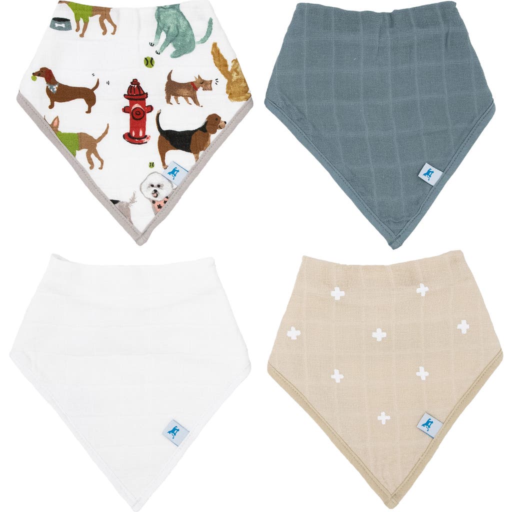 Shop Little Unicorn 4-pack Fleece & Cotton Muslin Bandana Bib In Woof