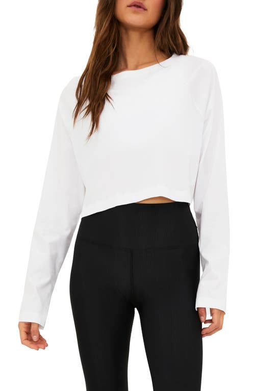 Beach Riot June Long Sleeve Crop Top White at Nordstrom,