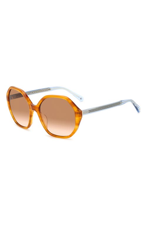 Kate Spade Waverly 57mm Gradient Round Sunglasses In Brown Horn/brown Gradient