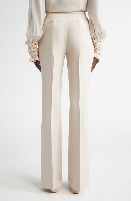 Shop Lafayette 148 New York Saint Mark's Wool & Silk Crepe Flare Pants In Pearl