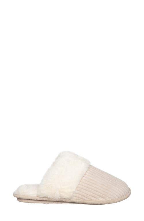 Cuddl Duds Faux Fur Lined Corduroy Scuff Slipper In White Cap Grey