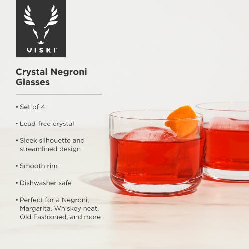 Viski Raye Crystal Negroni Glasses Set Of 4 In Clear