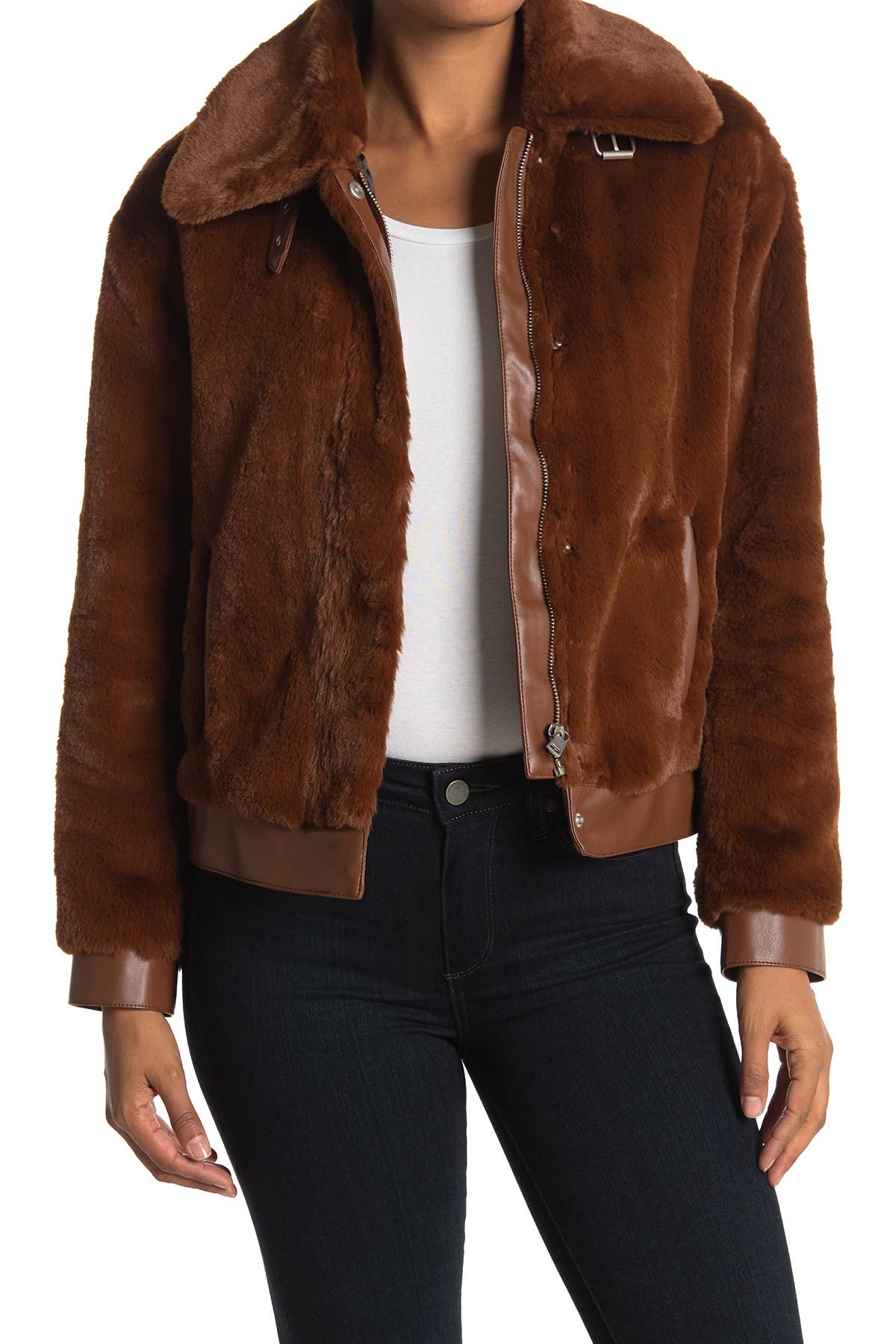 bagatelle textured faux fur jacket