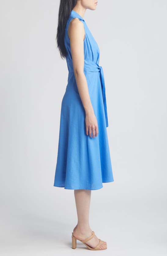 Shop Tahari Asl Sleeveless Midi Shirtdress In Summer Sky