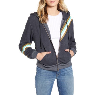 Wildfox High On Nature Everyday Metallic Stripe Cotton Blend Hoodie, Blue