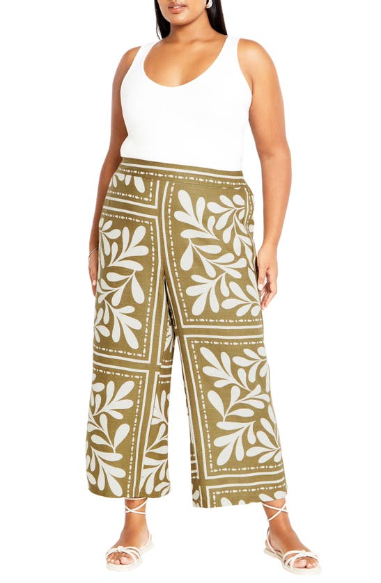 City Chic Modern Muse Ankle Wide Leg Pants In Juniper Tile