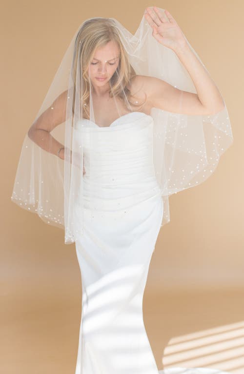 Shop Brides And Hairpins Brides & Hairpins Axelle Imitation Pearl & Crystal Fingertip Veil In Ivory