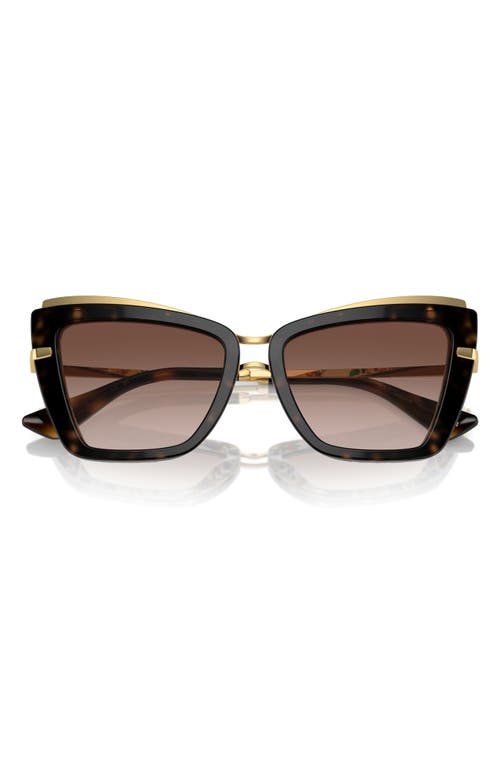 Shop Dolce & Gabbana Dolce&gabbana 54mm Gradient Cat Eye Sunglasses In Brown Gradient