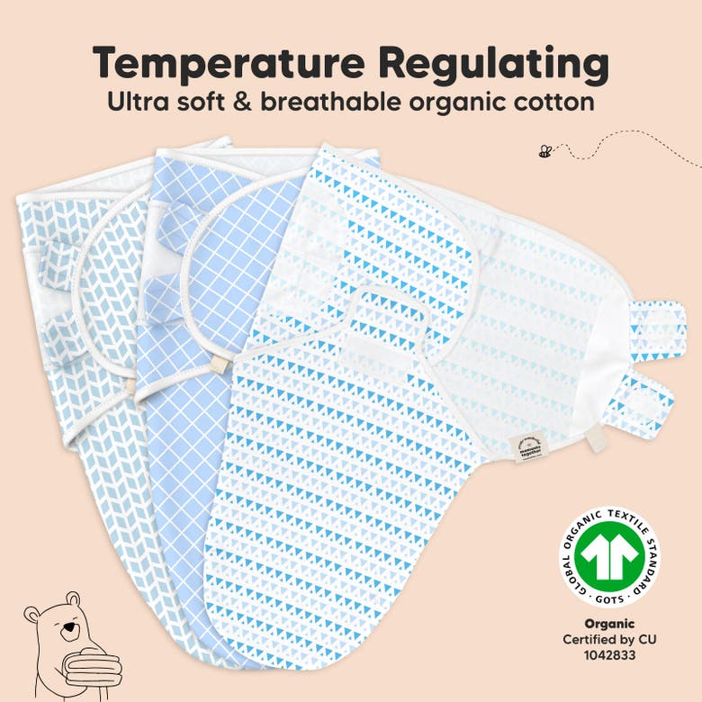 Keababies 3-pack Soothe Swaddle Wraps In Storm