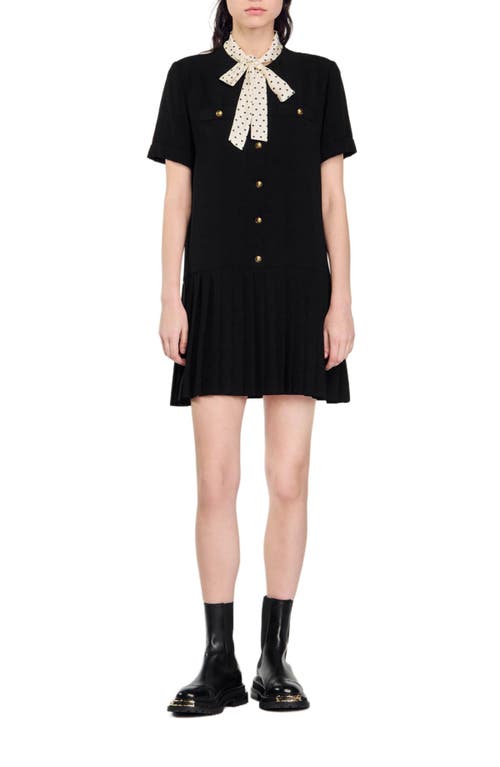 Shop Sandro Short Dress With Polka Dot Tie In Black