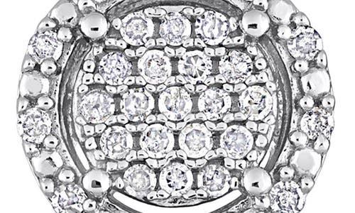Delmar Diamond Halo Pendant Necklace & Stud Earrings Set In White