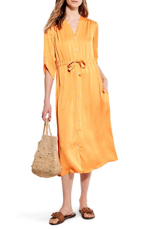 NIC+ZOE Vibes Drawstring Waist Midi Dress in Electric Orange
