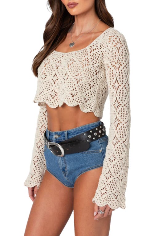 EDIKTED EDIKTED TESSIE LONG SLEEVE CROCHET TOP 