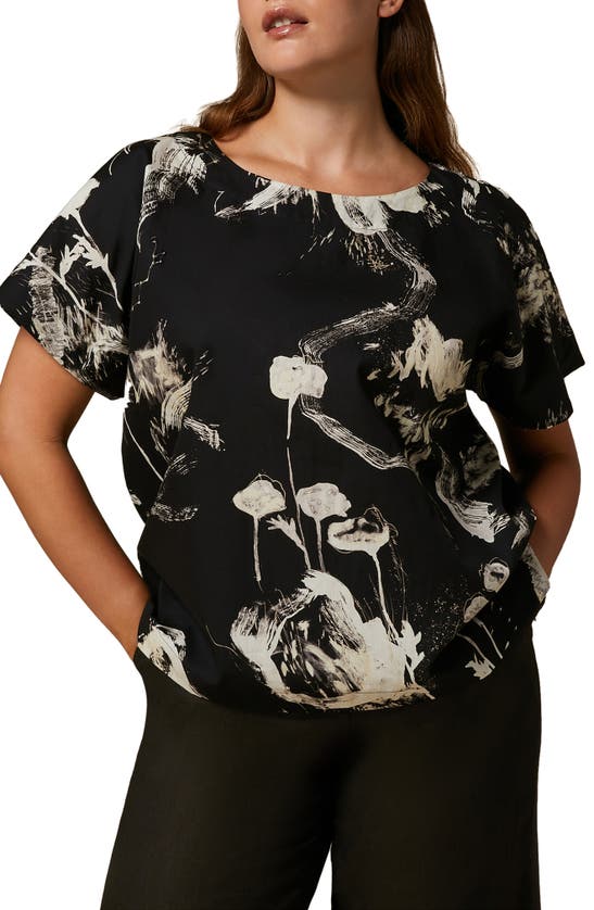 Shop Marina Rinaldi Ottanta Print Poplin Top In Black