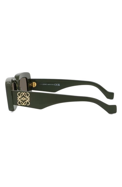 Shop Loewe Anagram 46mm Geometric Sunglasses In Shiny Dark Green/brown