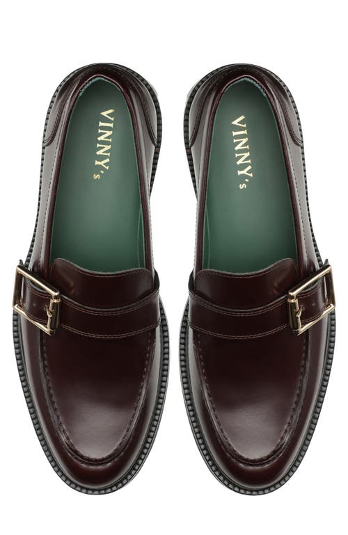 Shop Vinny's Townee Monk Strap Loafer In Burgundy Polido Leather