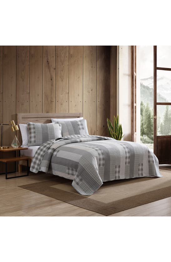 Eddie Bauer Fairview Cotton Quilt 3-piece Set In Grey