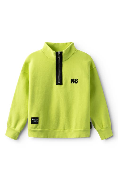 Shop Nununu Kids' Half Zip Pullover In Hot Lime