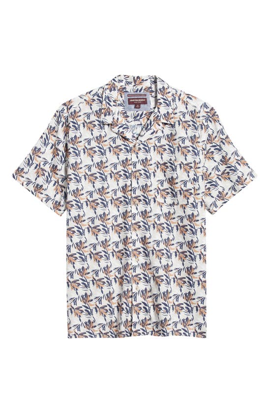 Shop Johnston & Murphy Foliage Print Short Sleeve Cotton & Modal Camp Shirt In Ivory