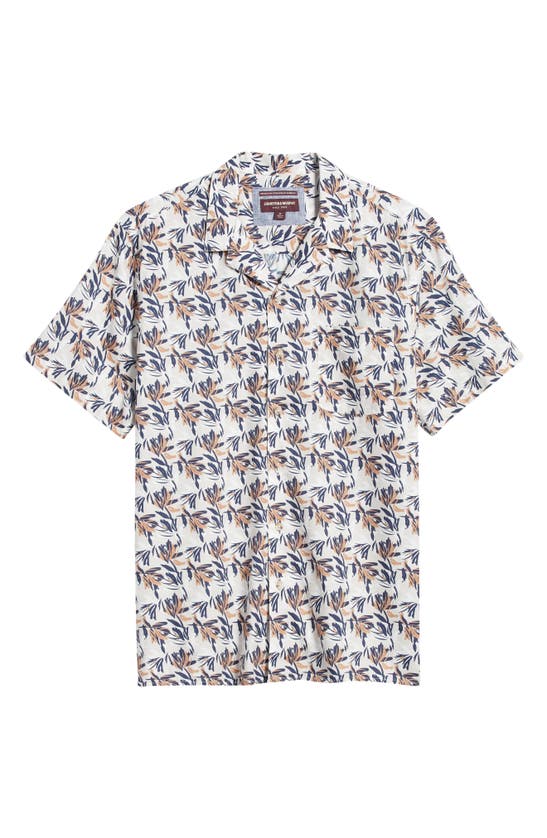 Johnston & Murphy Foliage Print Short Sleeve Cotton & Modal Camp Shirt In Ivory