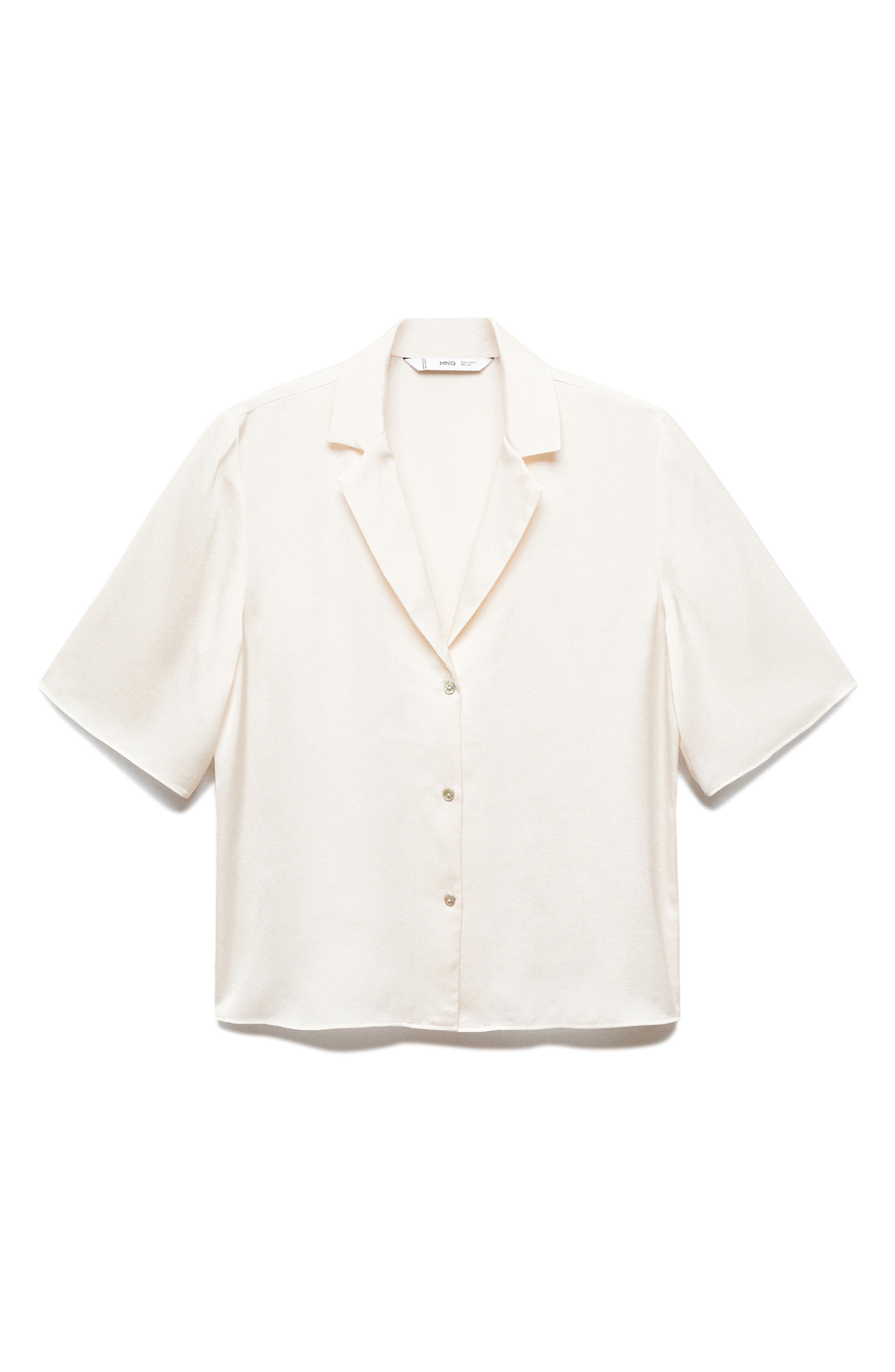 Mango Satin Camp Shirt In Ecru