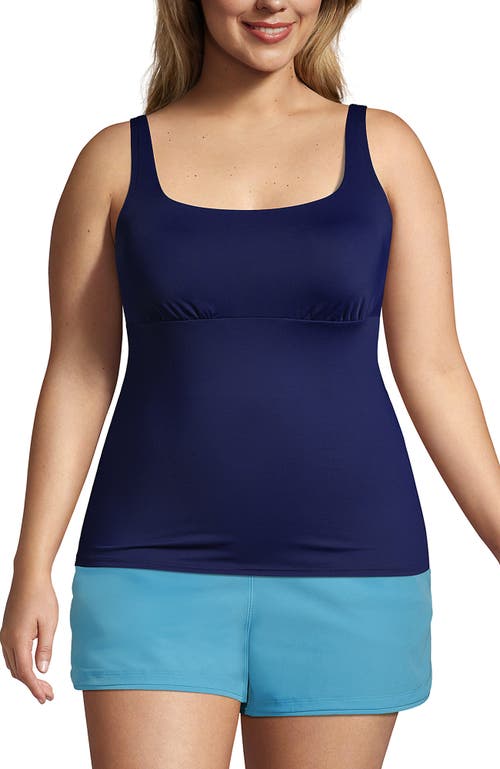 Lands' End Plus Size Chlorine Resistant Square Neck Underwire Tankini Swimsuit Top In Deep Sea Navy
