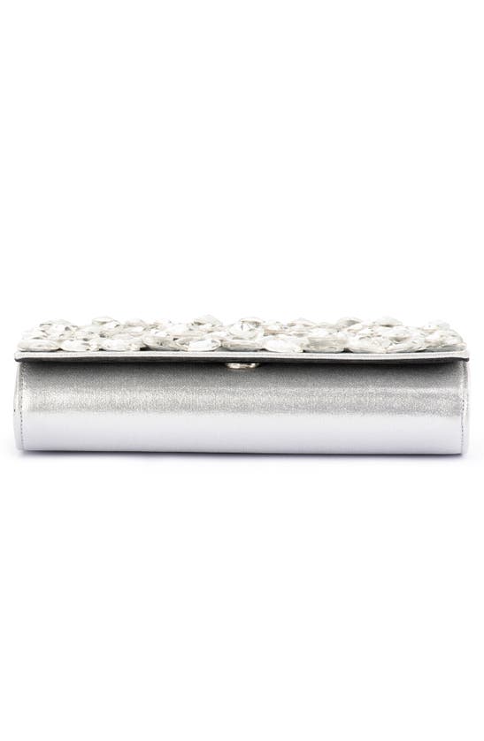 Olga Berg Renata Crystal Encrusted Clutch In Silver