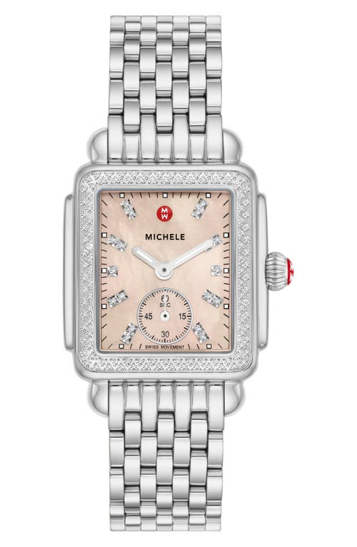 MICHELE Deco Mid Diamond Bracelet Watch, 31mm in Silver at Nordstrom