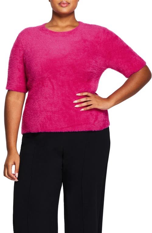 Nora Fuzzy Sweater in Raspberry