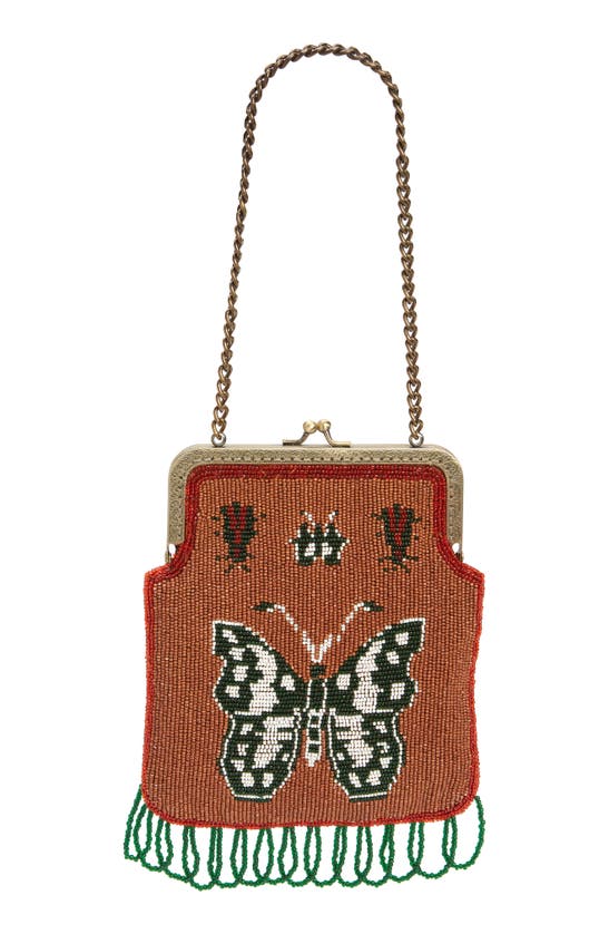 Shop Bode Athalia Beaded Shoulder Bag In Brown Multi