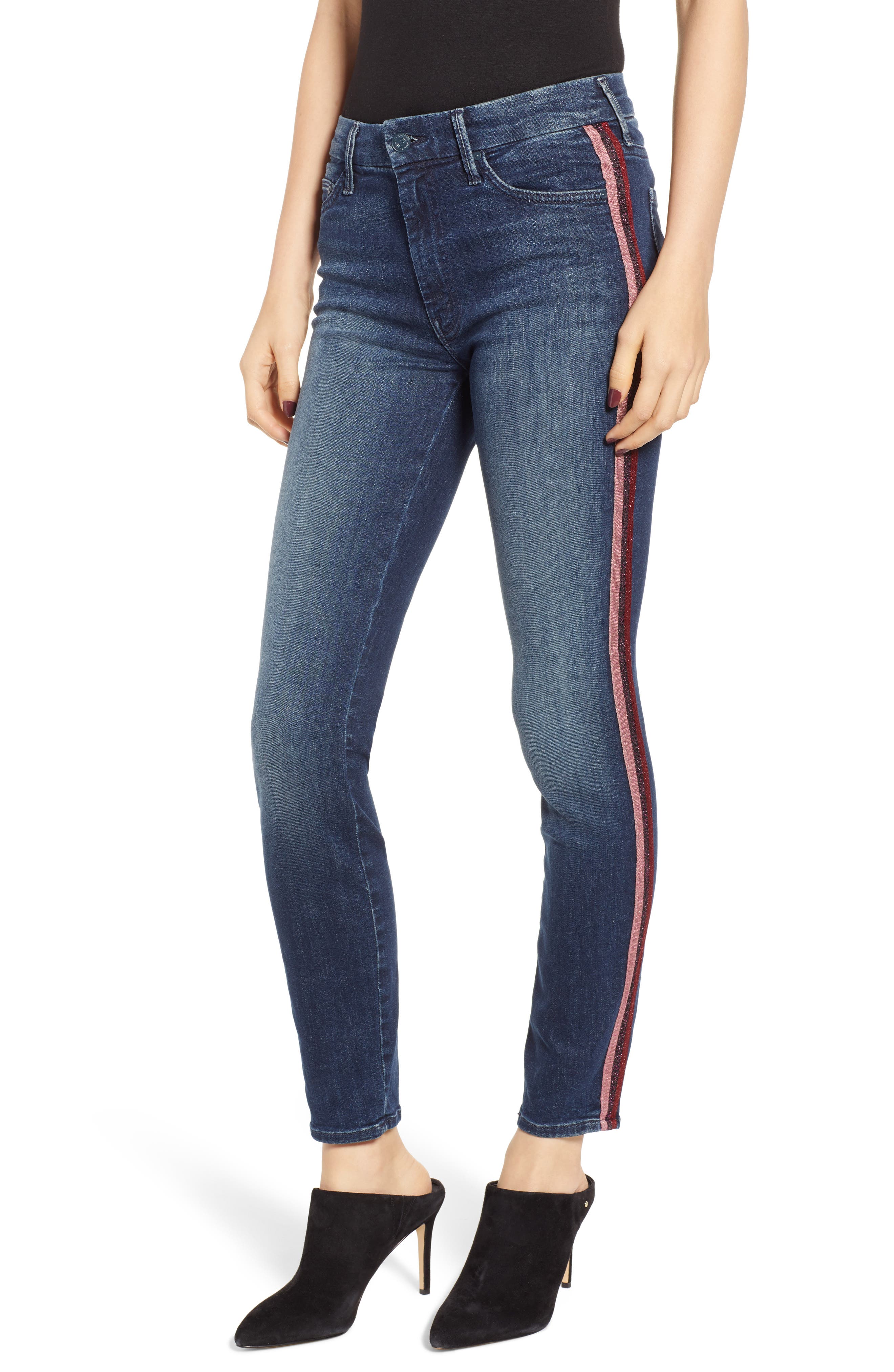 mother jeans with side stripe