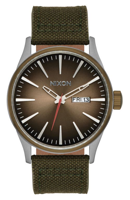 Nixon The Sentry Nylon Strap Watch, 42mm in Green 