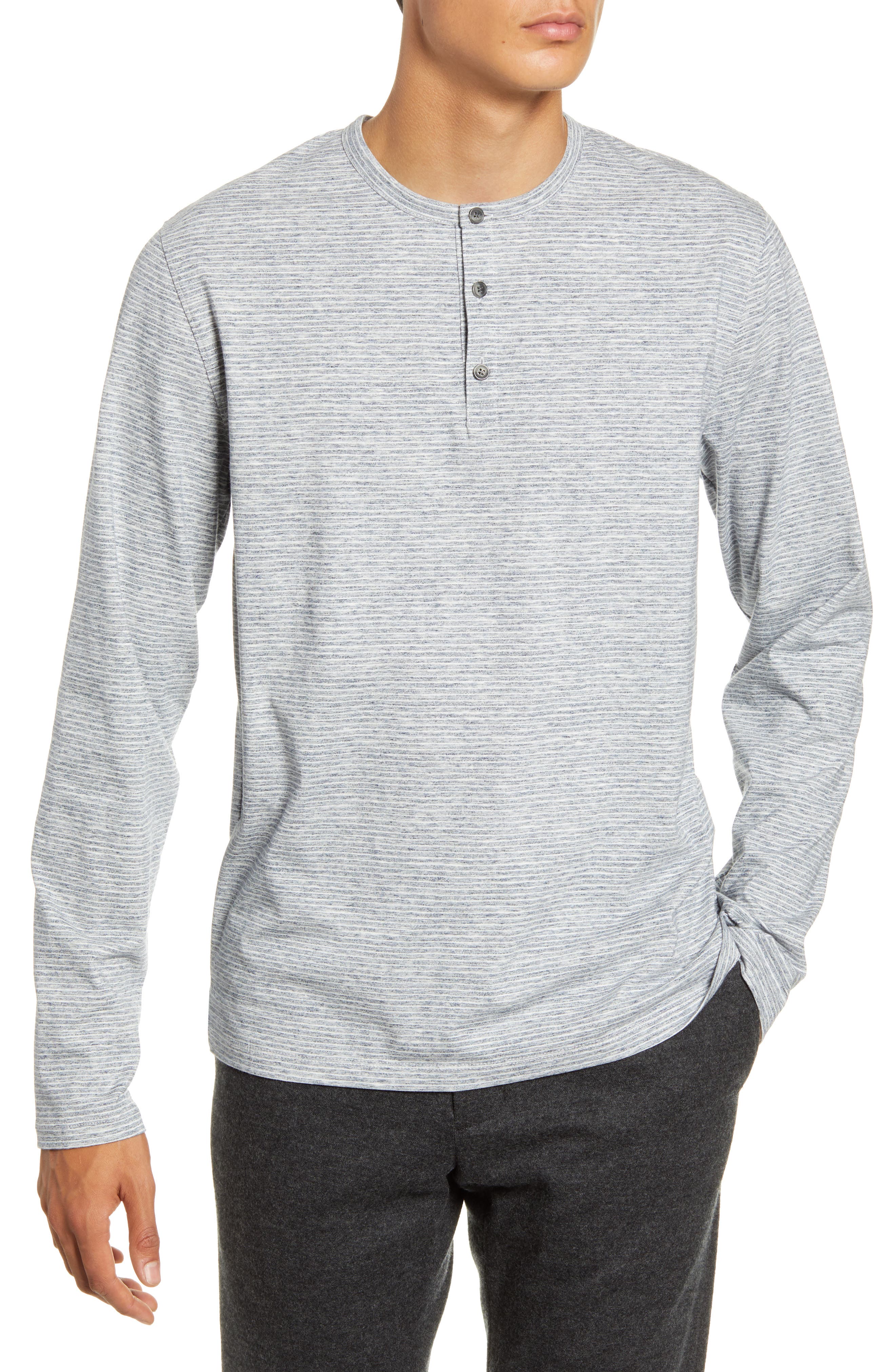Vince Mens Long Sleeve Stripe Henley
