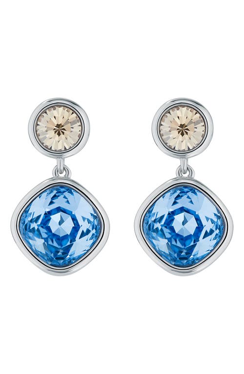 Craset Crystal Drop Earrings in Silver/Blue/Golden Crystal