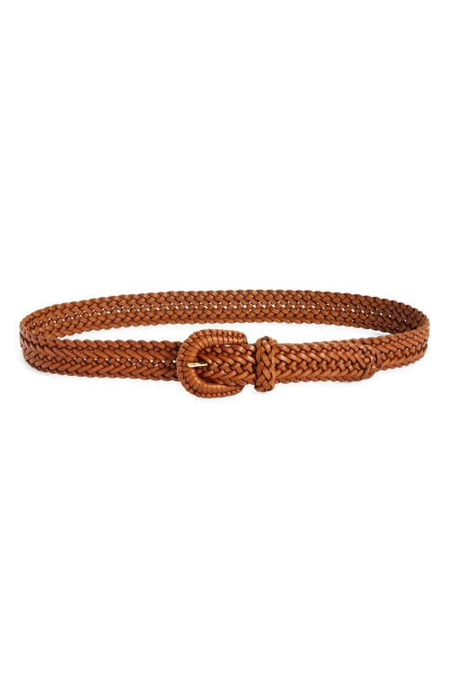 Woven Leather Belt in Desert Camel