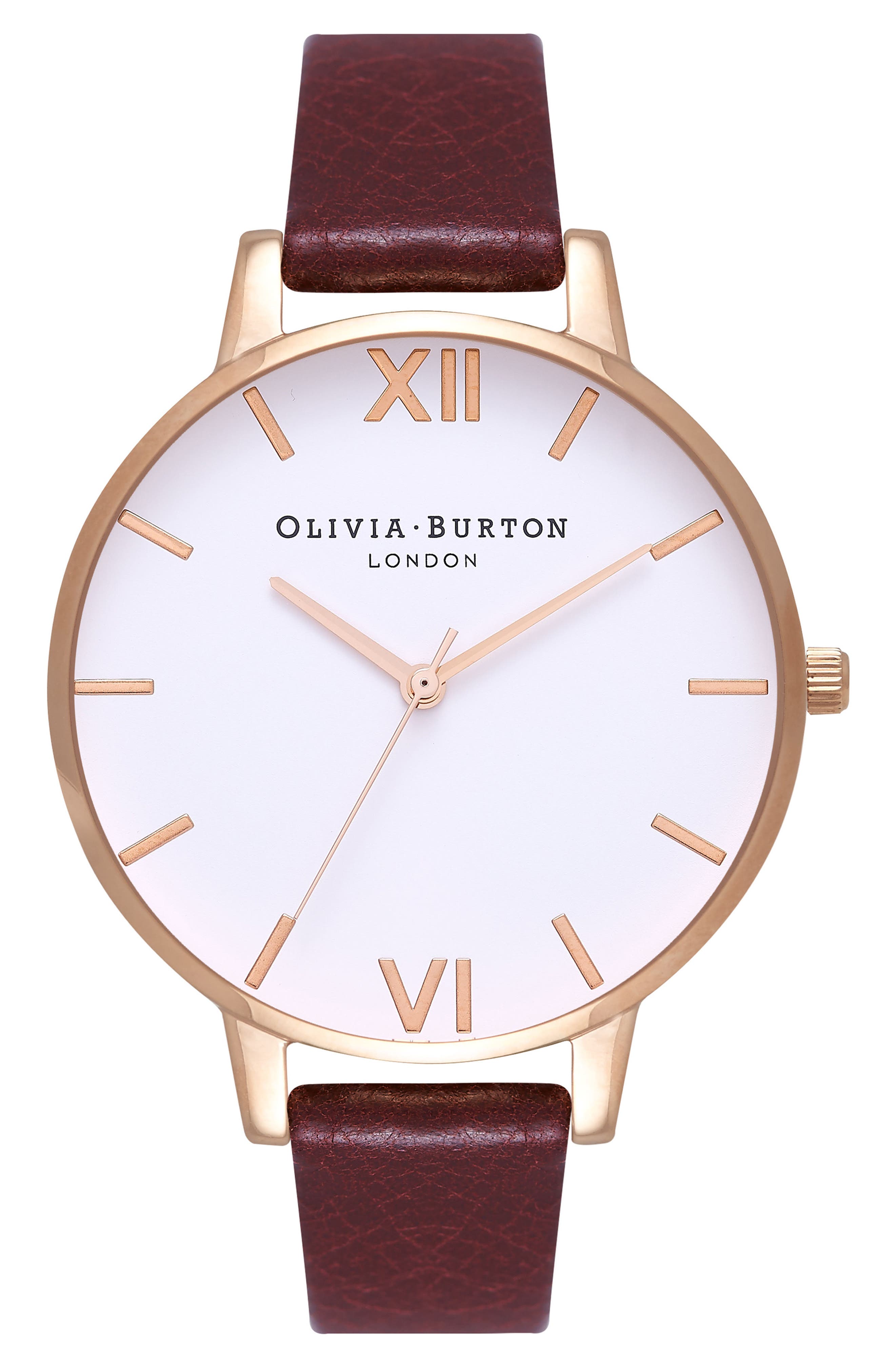 Olivia Burton Big Dial Leather Strap Watch, 38mm Nordstrom