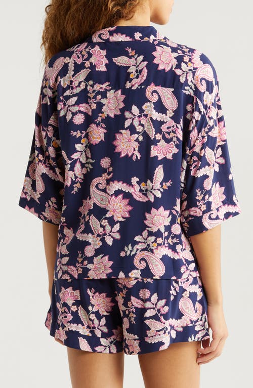 Shop Papinelle Abigail Paisley Short Pajamas In Navy