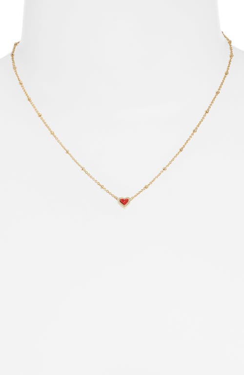 Shop Kendra Scott Mini Ari Heart Pendant Necklace In Gold Red Kyocera Opal