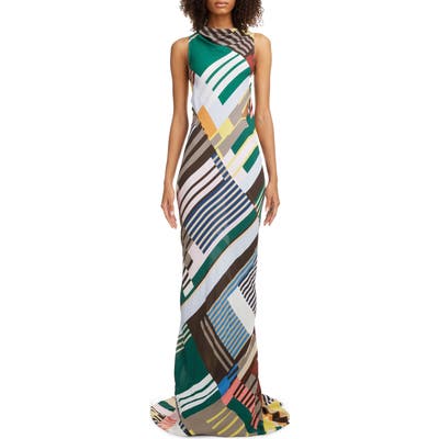 Rick Owens Geo Print Back Cutout Column Gown, US / 40 IT - Grey