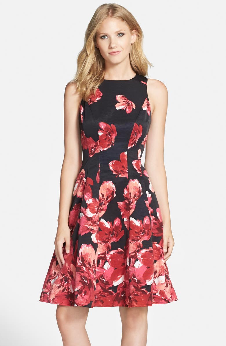 Maggy London Floral Print Faille Fit & Flare Dress | Nordstrom