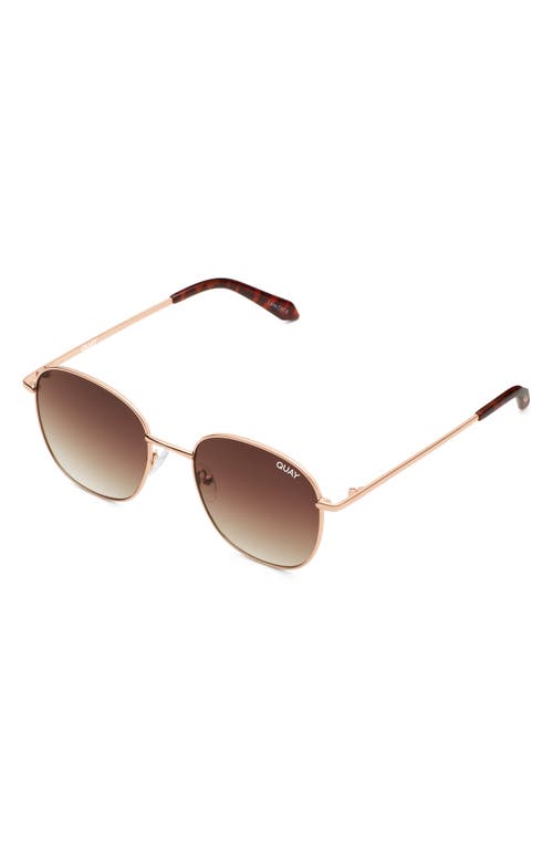 Shop Quay Australia Jezabell 51mm Mini Round Sunglasses In Rose Gold/brown