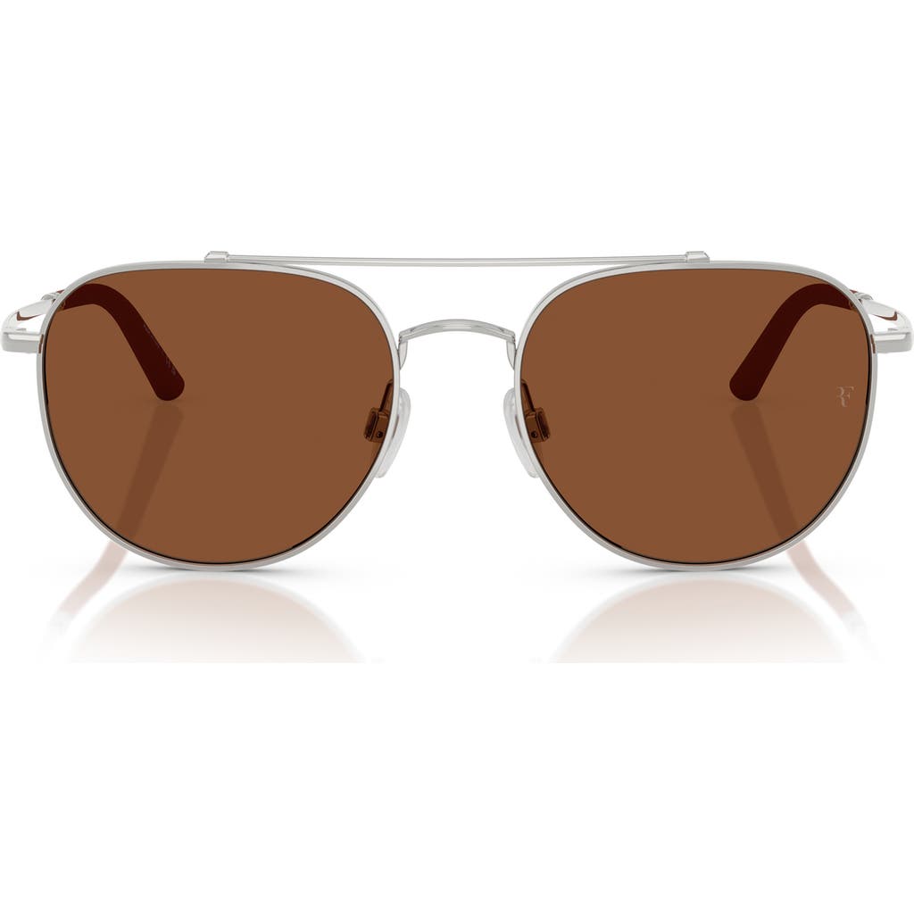 Oliver Peoples X Roger Federer 54mm Pilot Sunglasses In Silver