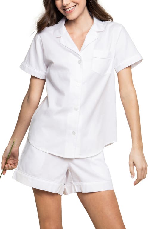 Petite Plume Classic Cotton Short Pajamas White at Nordstrom,