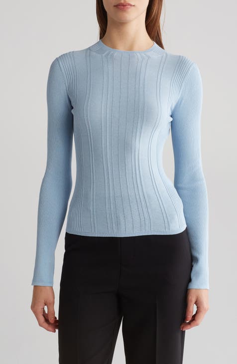Vince womens Mock Neck Wool & Cashmere-Blend Sweater, L, Grey 